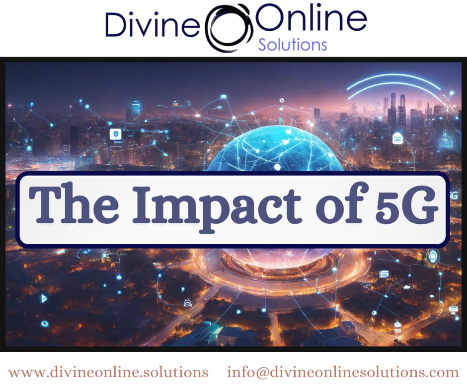LTE and the impact of 5G text box in front of a futuristic city backdrop