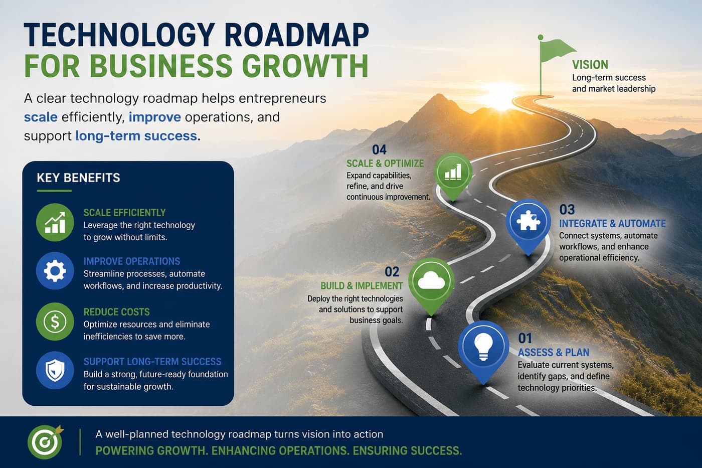 Discover how a technology roadmap for business growth helps entrepreneurs scale efficiently, improve operations, and support long-term success.